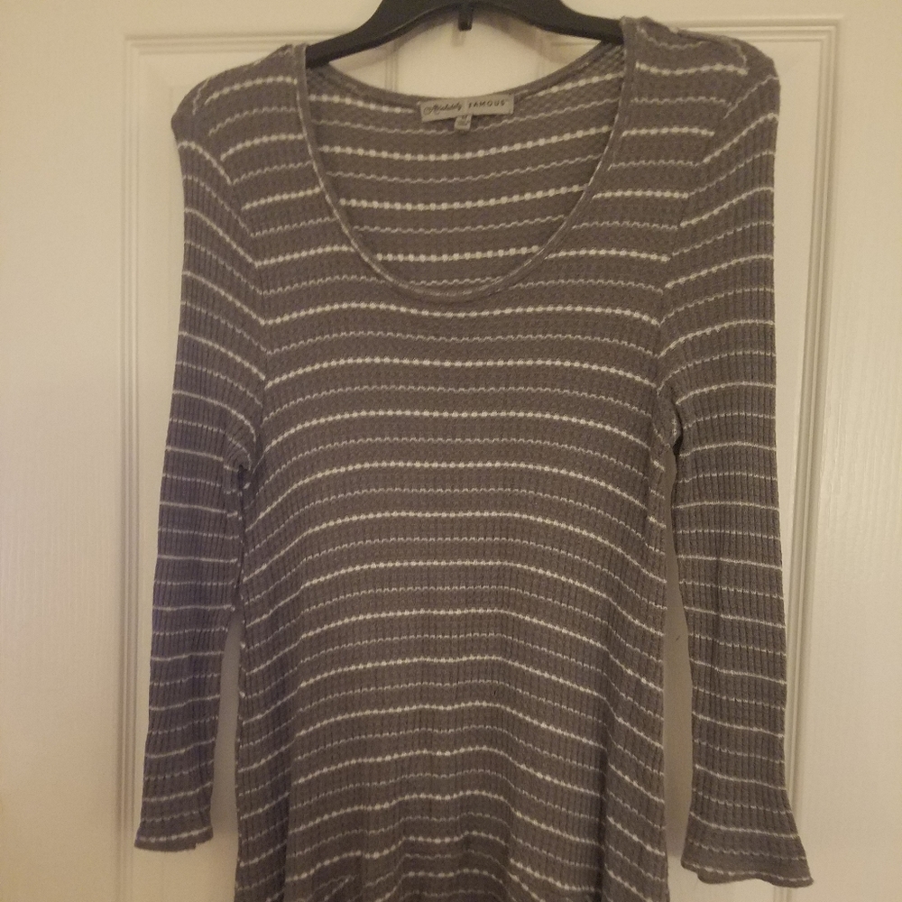 Grey with White stripes Swing Top, Medium
